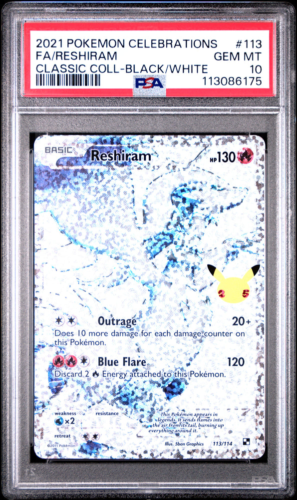 Reshiram #113 2021 PSA 10 Pokemon Celebrations Classic Collection