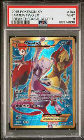 Fa/Mewtwo Ex #163 2015 Pokemon Xy Breakthrough PSA 9 Breakthrough-Secret