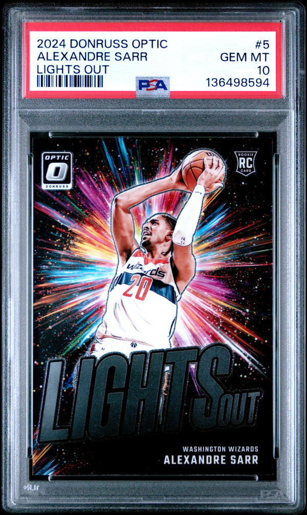 Alexandre Sarr #5 2024 Panini Donruss Optic Lights Out PSA 10