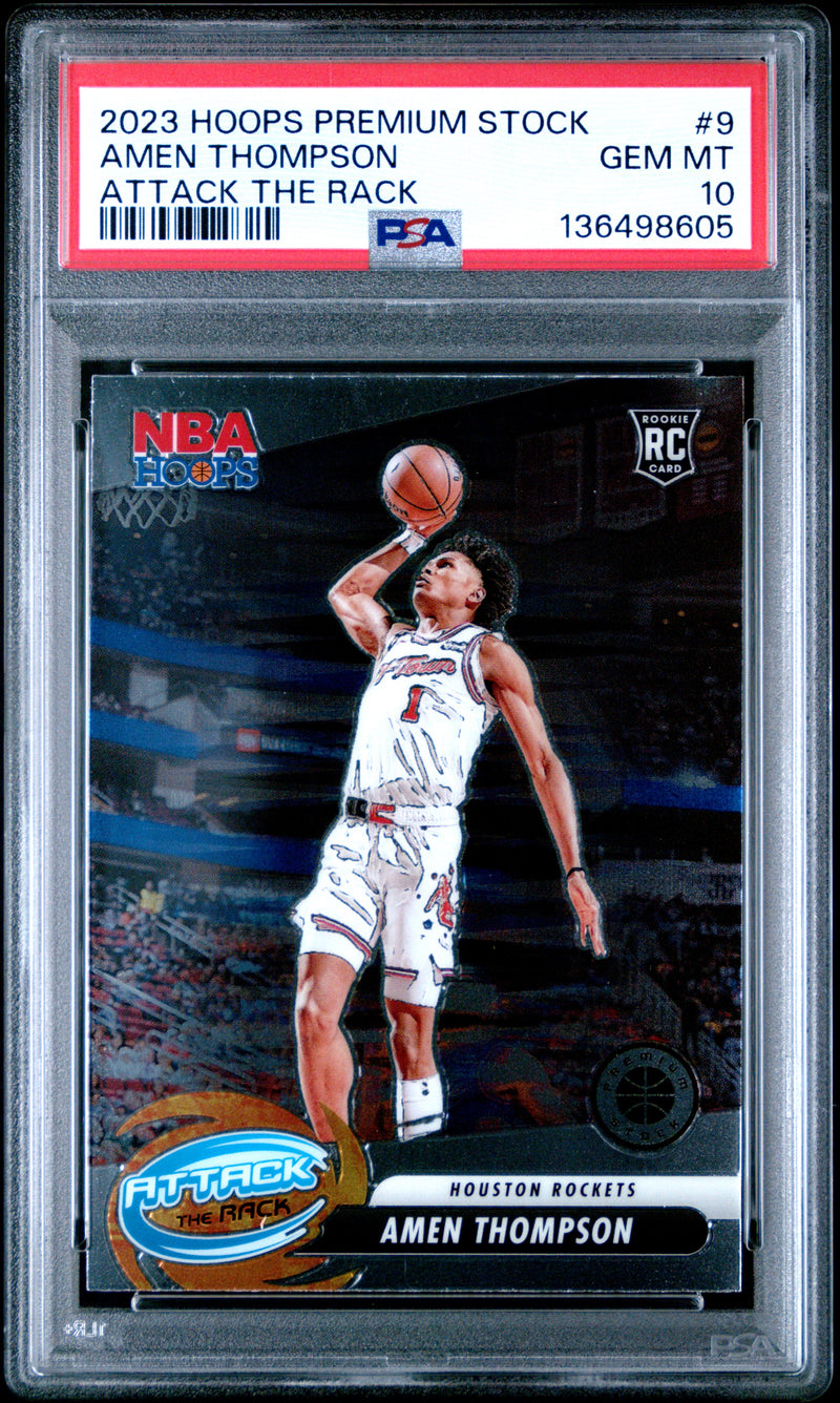 Amen Thompson #9 2023 Panini Hoops Premium Stock Attack The Rack PSA 10 b