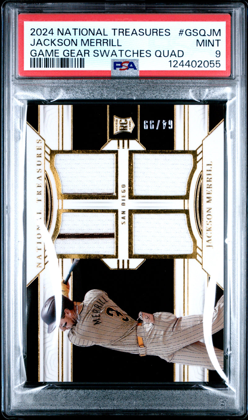 Jackson Merrill #GSQJM 2024 Panini National Treasures Swatches Quad PSA 9
