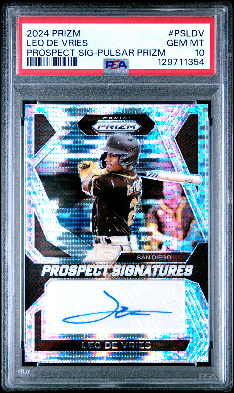 Leo De Vries #PSLDV 2024 Panini Prizm Prospect Signatures PSA 10