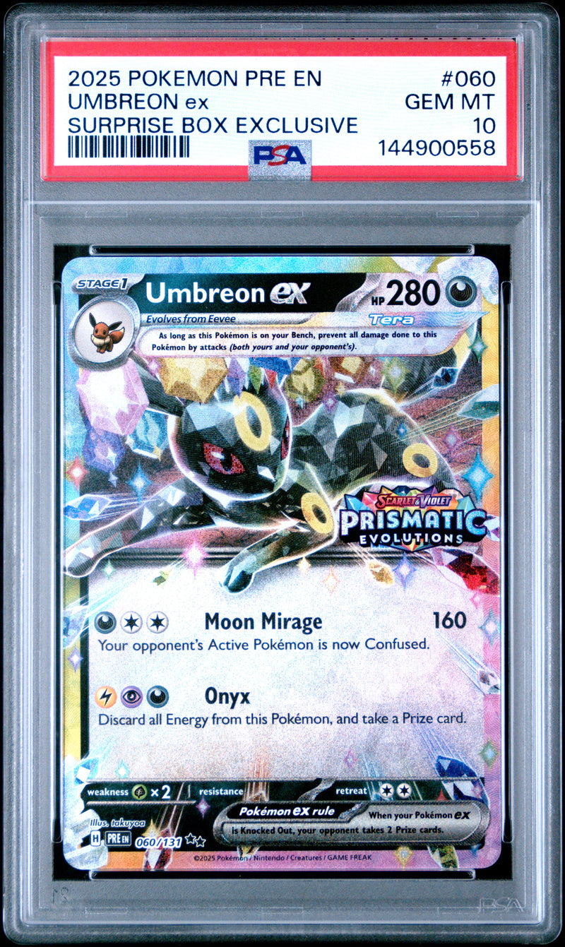 Umbreon Ex #060 2025 Pokemon Pre En-Prismatic Evolutions PSA 10
