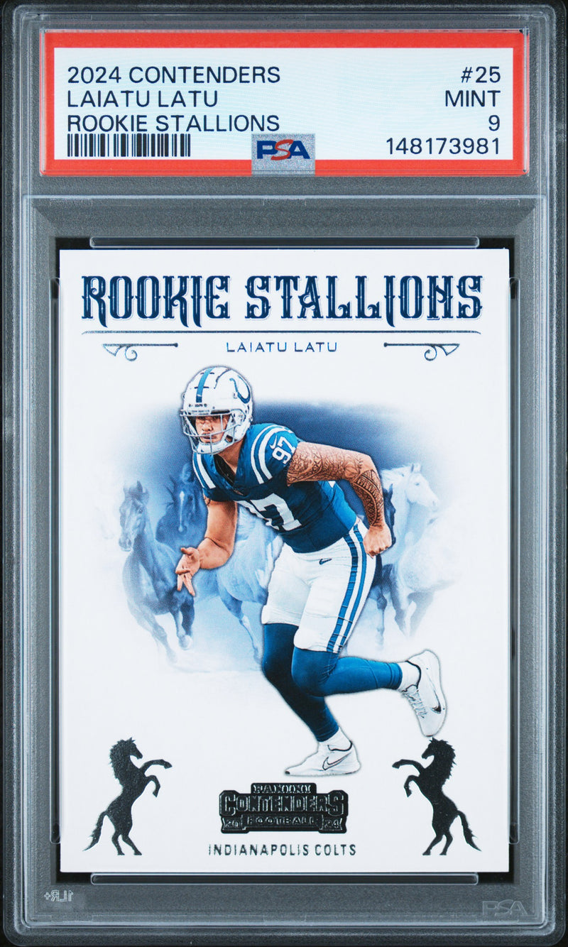 Laiatu Latu #25 2024 Panini Contenders Rookie Stallions PSA 9