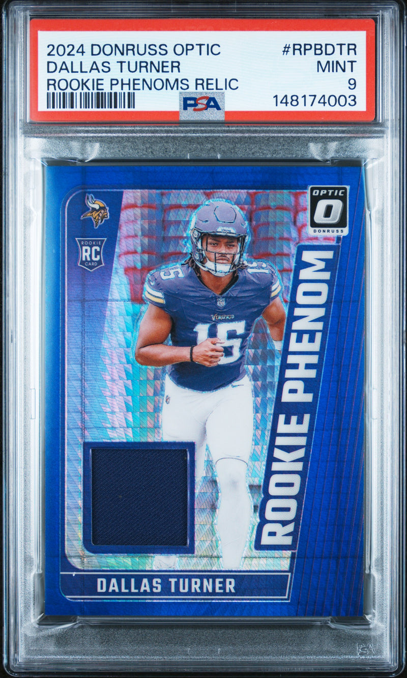 Dallas Turner #RPBDTR 2024 Panini Donruss Optic Rookie Phenoms Relics PSA 9