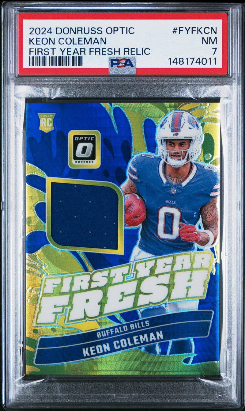 Keon Coleman #FYFKCN 2024 Panini Donruss Optic First Year Fresh Relic PSA 7