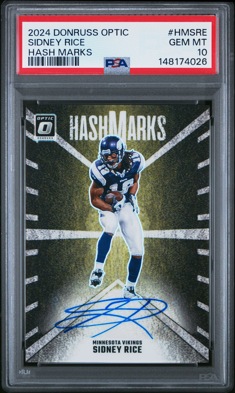 Sidney Rice #HMSRE 2024 Panini Donruss Optic Hash Marks PSA 10