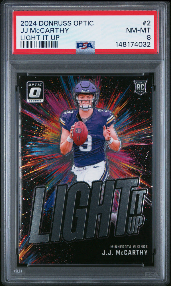 Jj Mccarthy #2 2024 Panini Donruss Optic Light It Up PSA 8