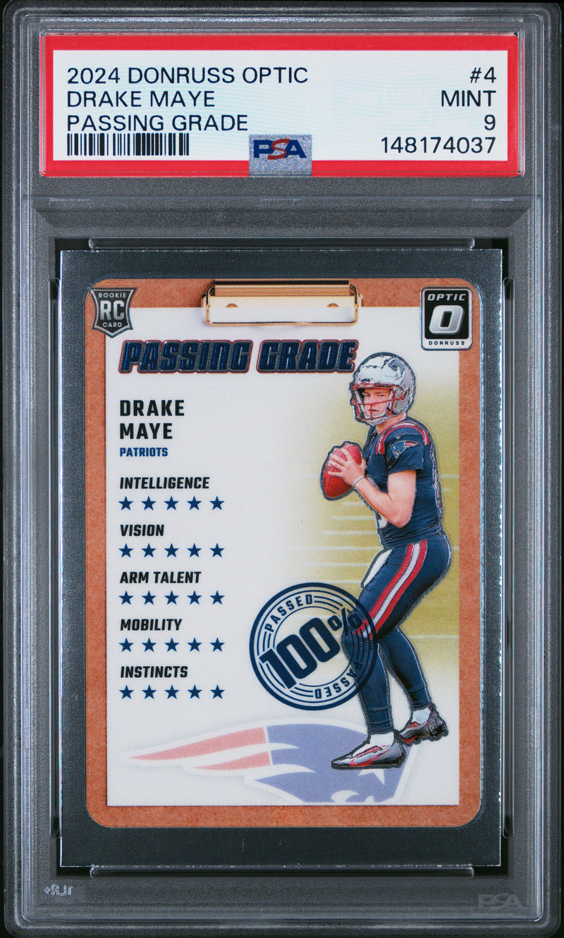 Drake Maye #4 2024 Panini Donruss Optic Passing Grade PSA 9