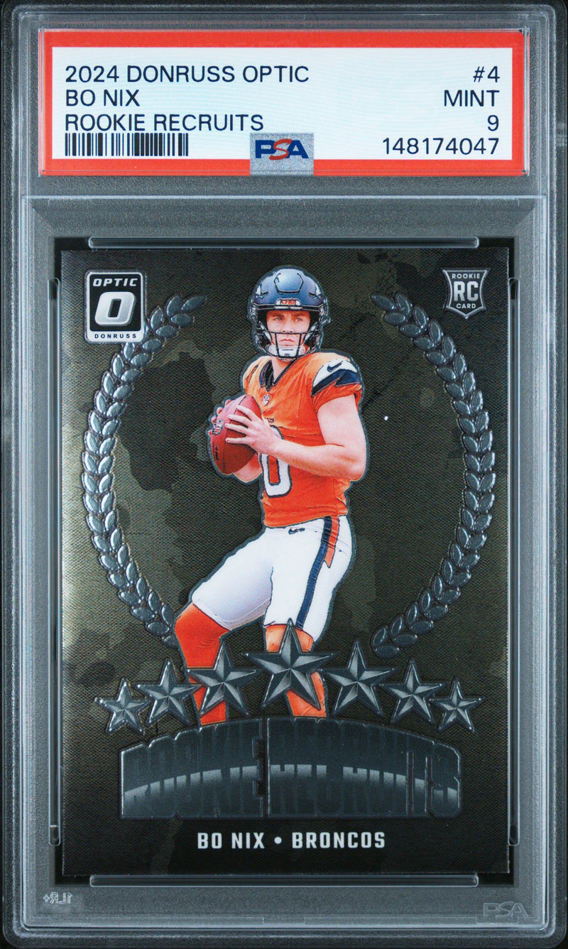 Bo Nix #4 2024 Panini Donruss Optic Rookie Recruits PSA 9