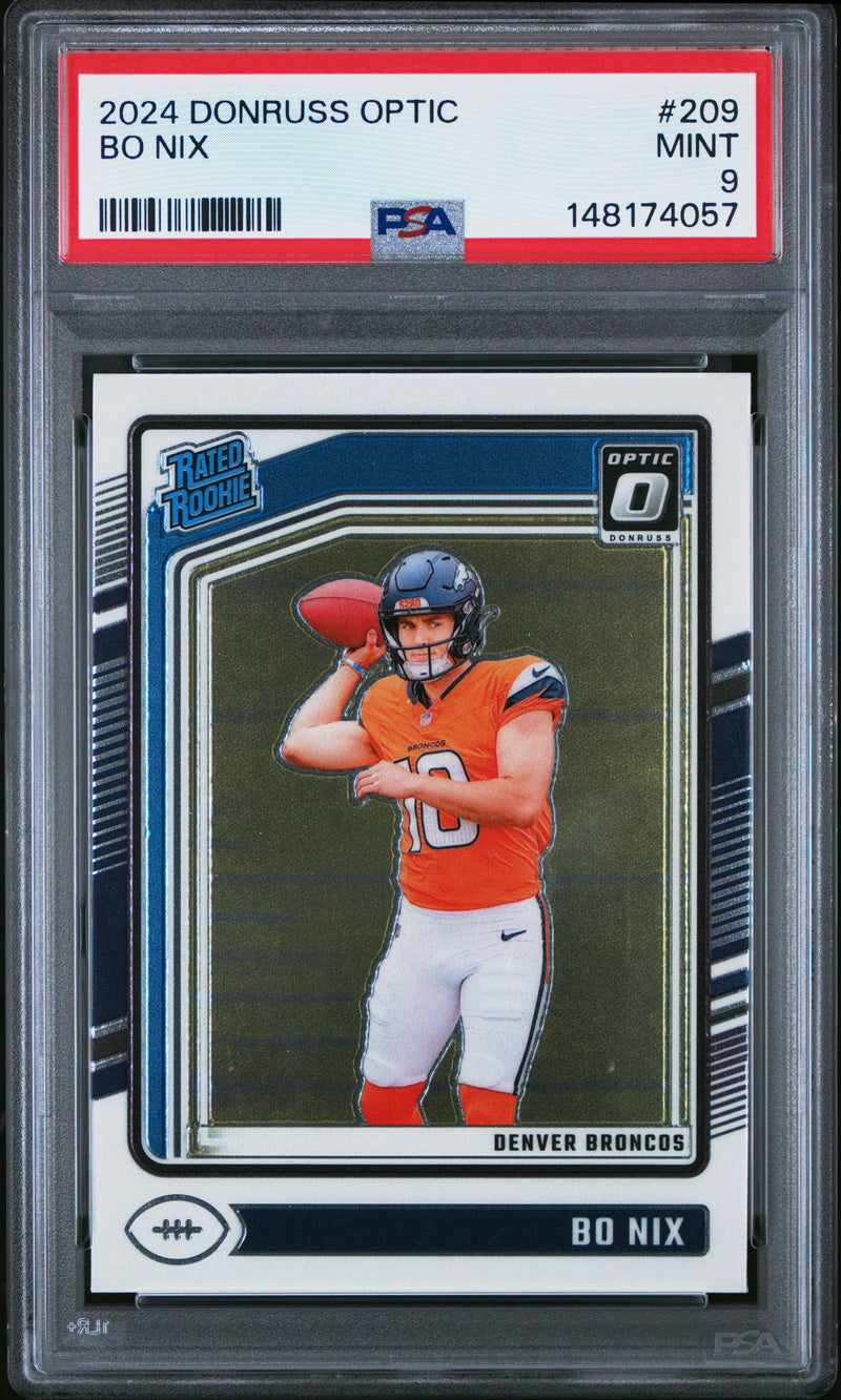 Bo Nix #209 2024 Panini Donruss Optic PSA 9
