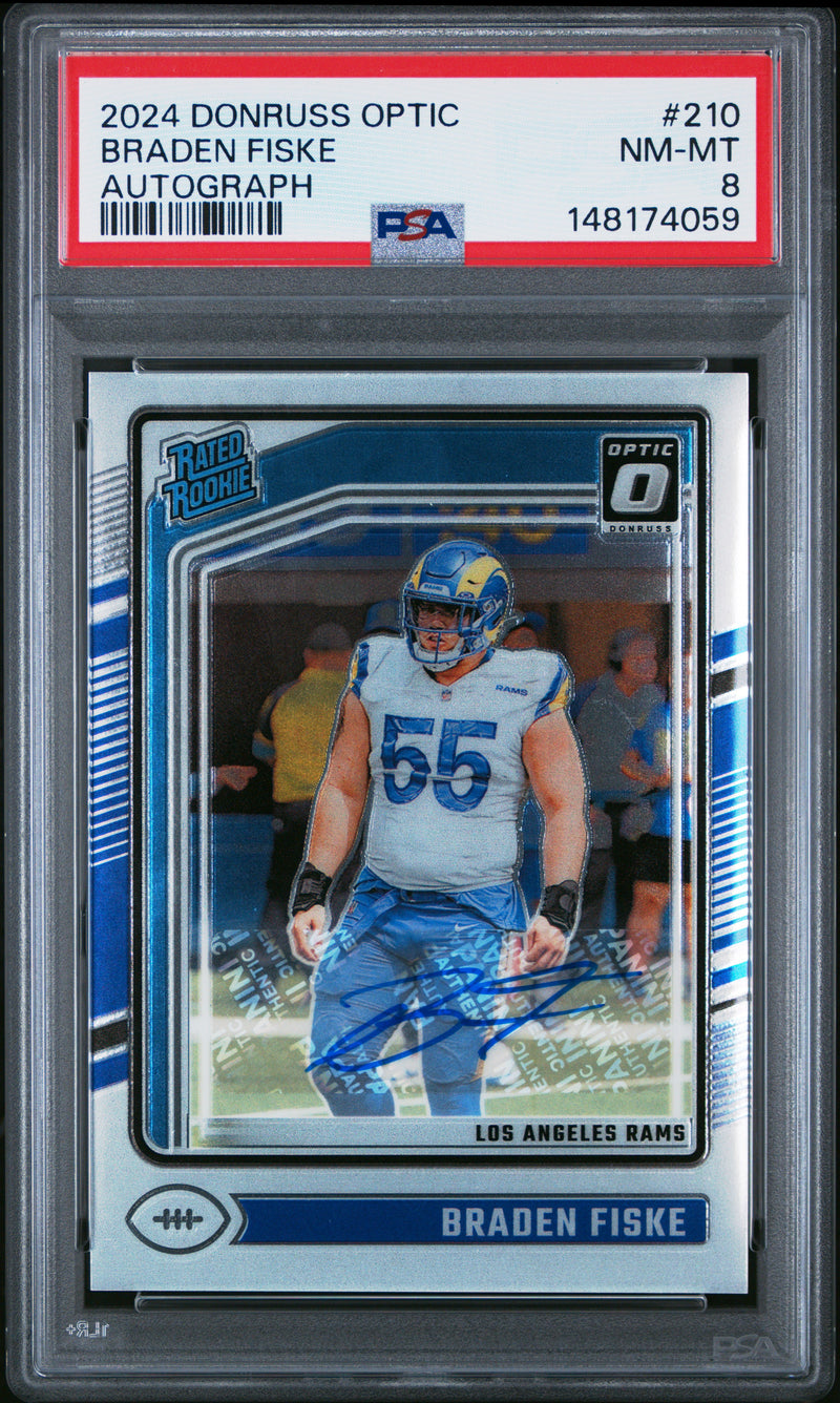 Braden Fiske #210 2024 Panini Donruss Optic PSA 8 Autograph