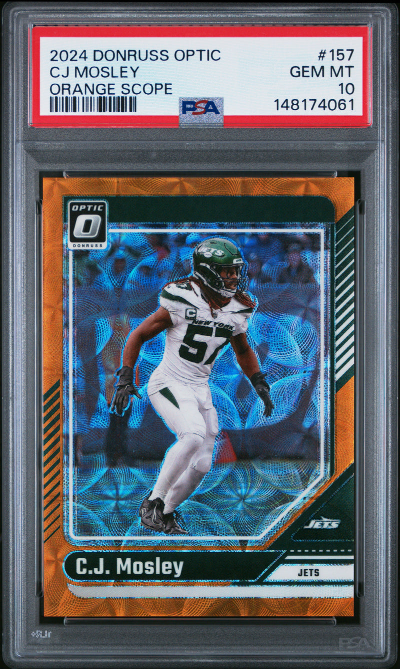 Cj Mosley #157 2024 Panini Donruss Optic PSA 10 Orange Scope