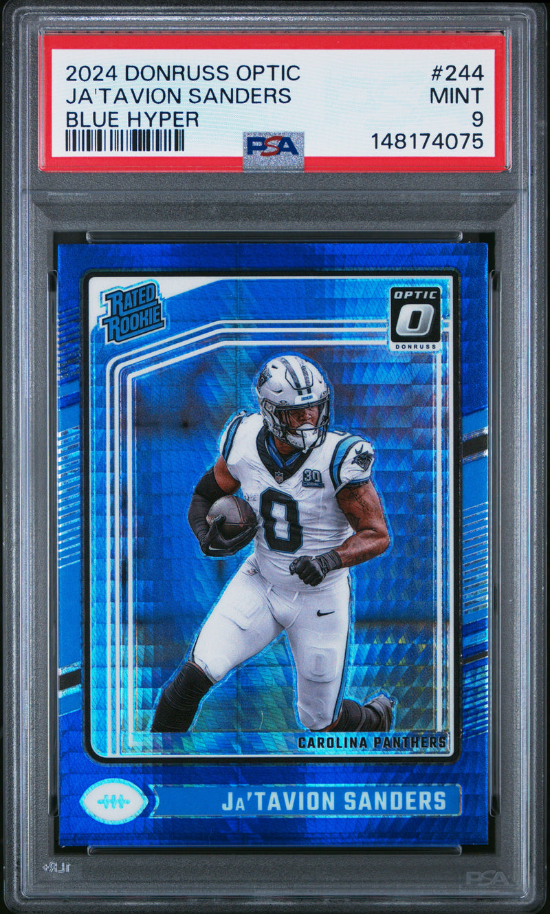 Ja'Tavion Sanders #244 2024 Panini Donruss Optic PSA 9 Blue Hyper