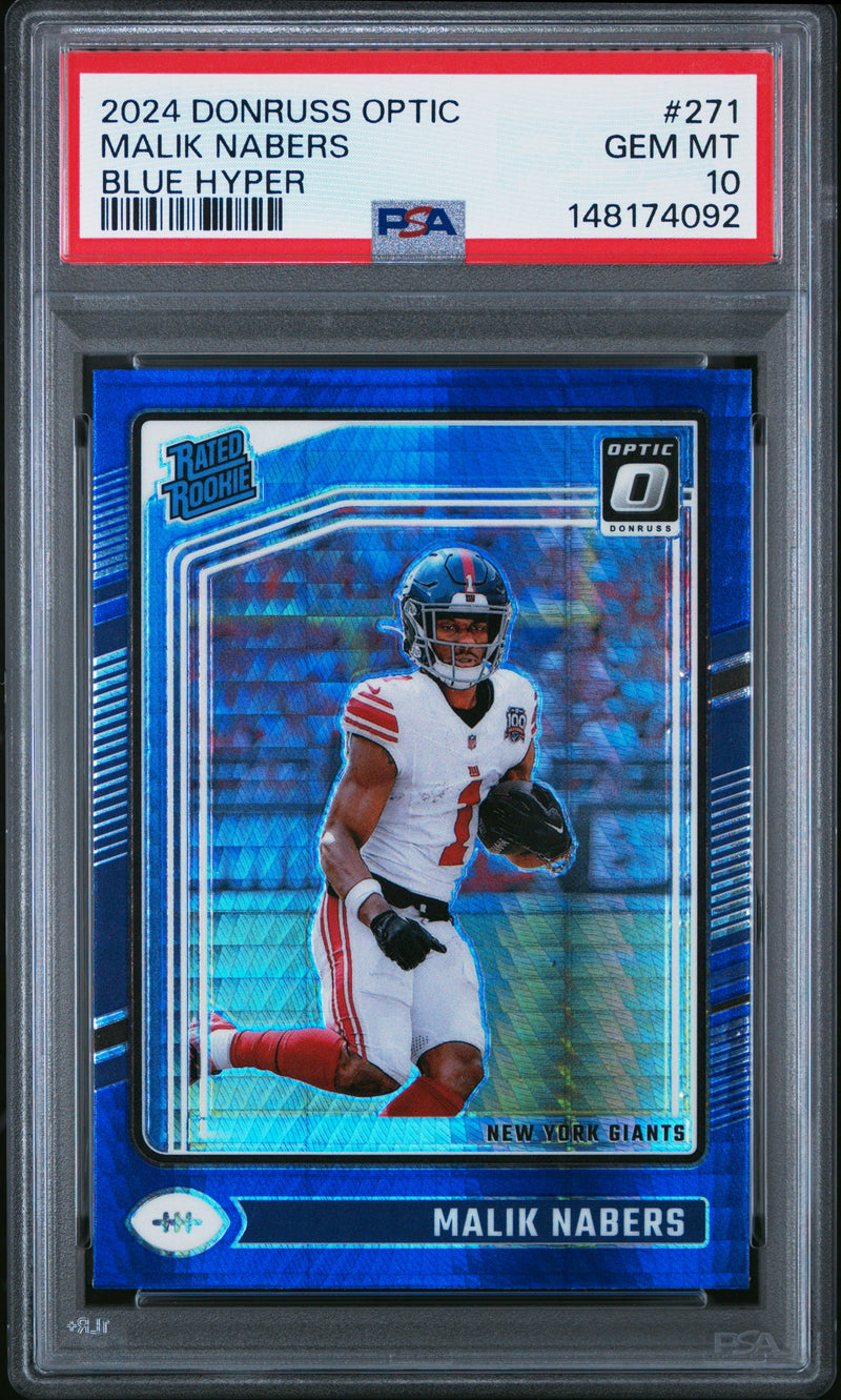 Malik Nabers #271 2024 Panini Donruss Optic PSA 10 Blue Hyper