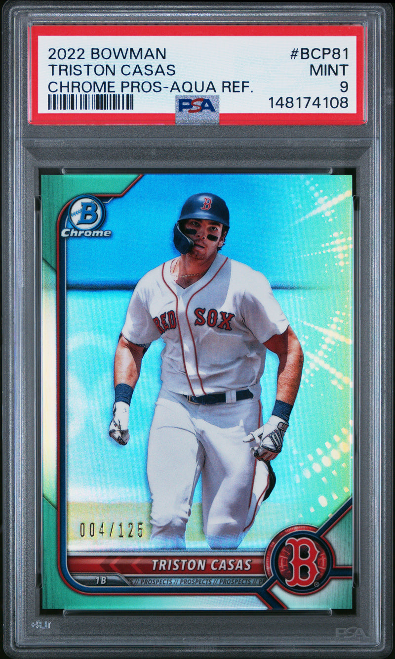 Triston Casas #BCP81 2022 Bowman Chrome Prospects PSA 9 Chrome Pros-Aqua Ref.