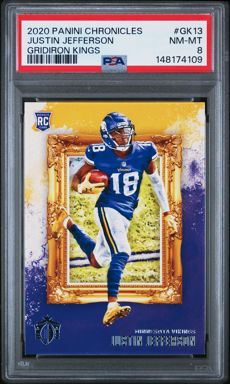 Justin Jefferson #GK13 2020 Panini Chronicles Gridiron Kings PSA 8