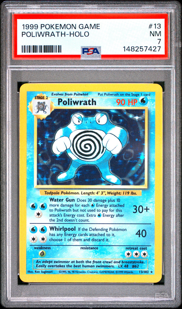 Poliwrath-Holo #13 1999 Pokemon Game PSA 7