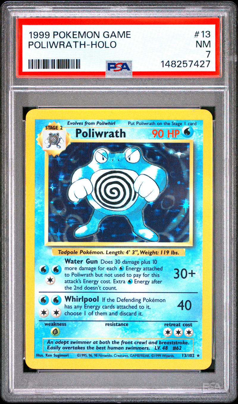 Poliwrath-Holo #13 1999 Pokemon Game PSA 7