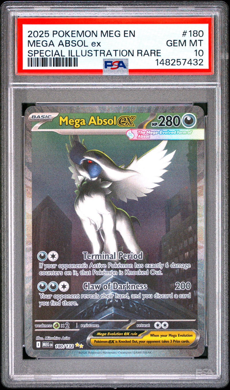 Mega Absol Ex #180 2025 Pokemon Meg En-Mega Evolution PSA 10 SIR