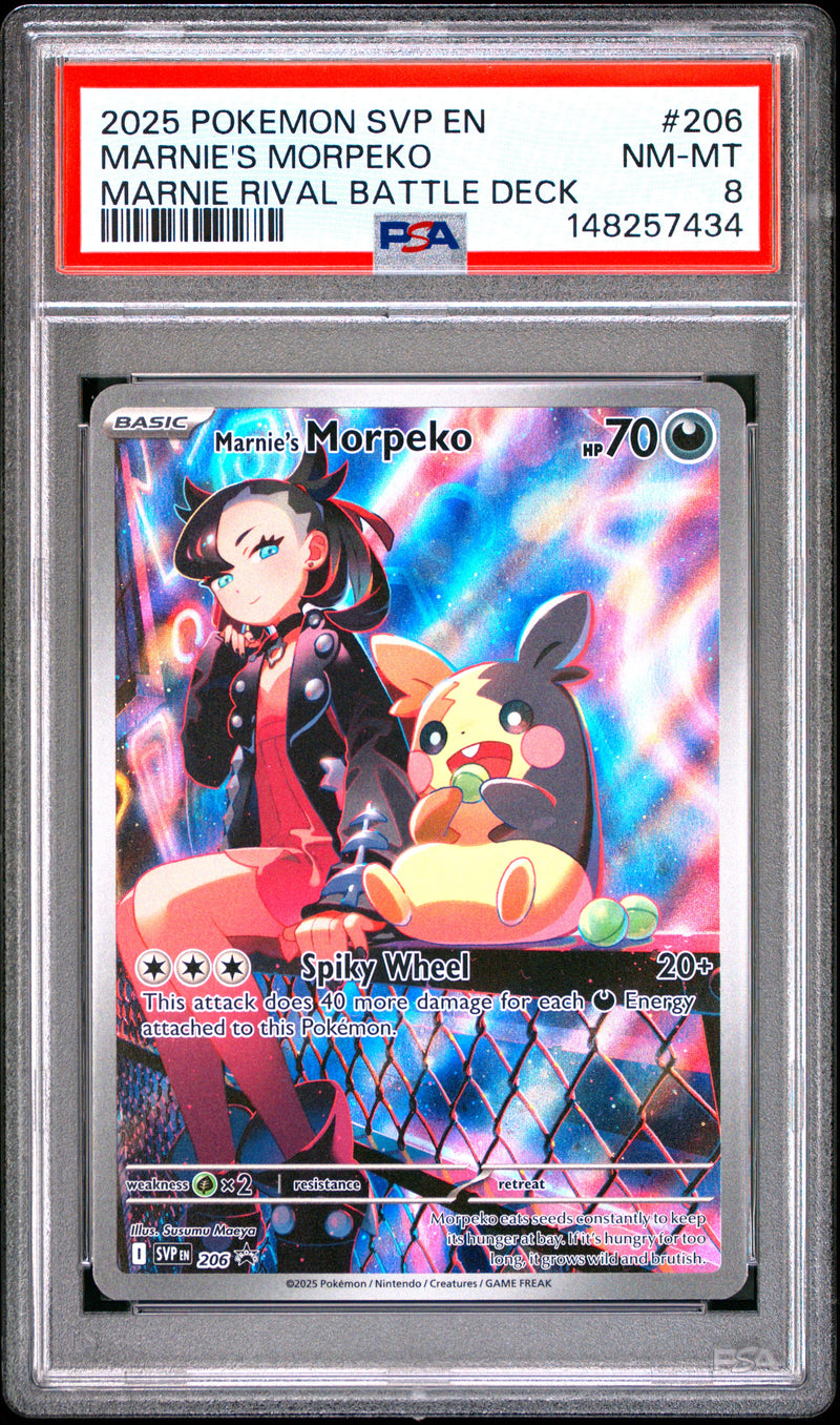 Marnie's Morpeko #206 2025 Pokemon Svp En-Sv Black Star Promo PSA 8