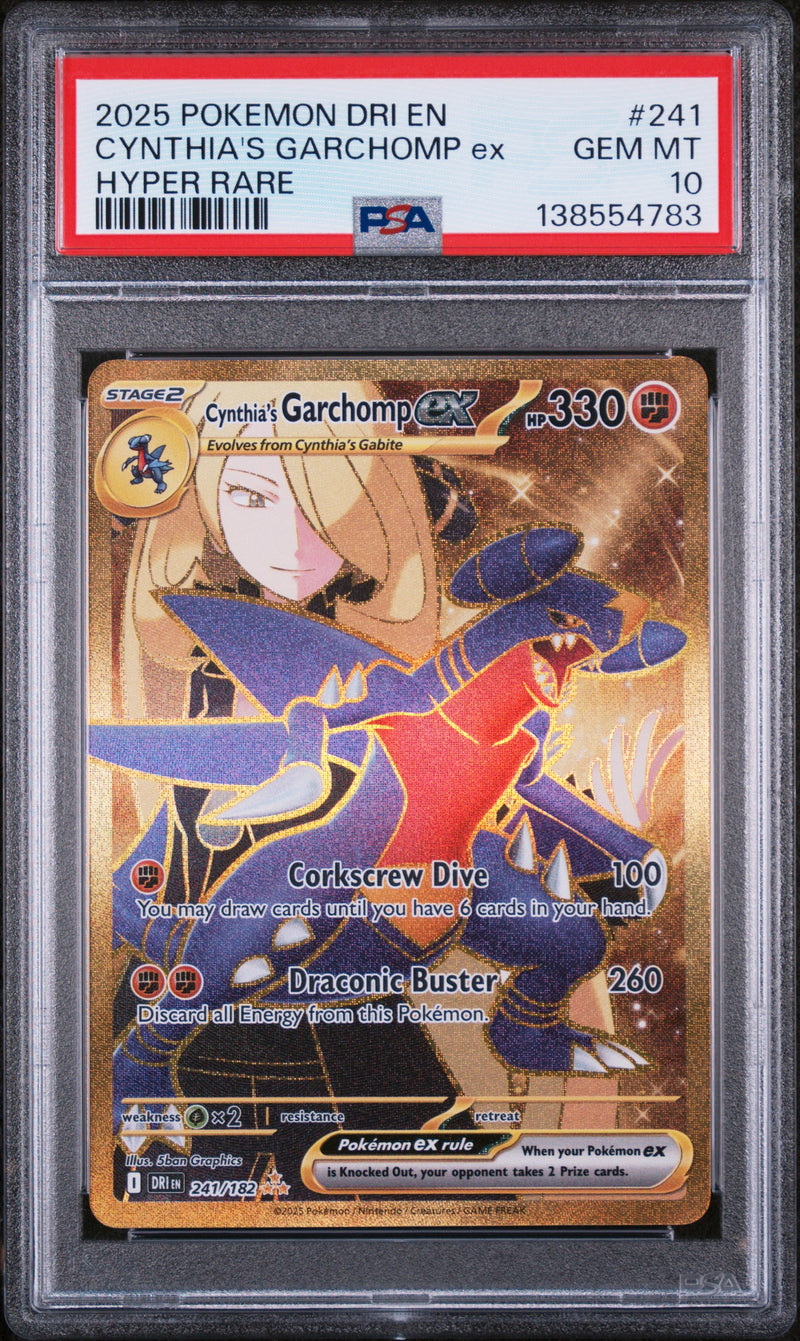 Cynthia's Garchomp Ex #241 2025 Pokemon Dri En-Destined Rivals PSA 10 Hyper Rare