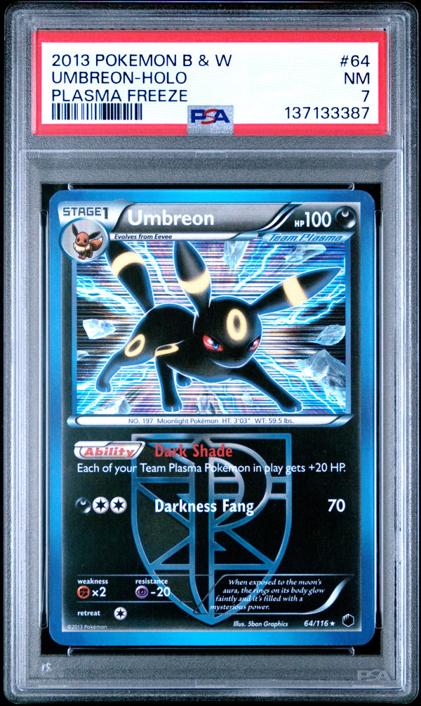 Umbreon-Holo #64 2013 Pokemon Black & White Plasma Freeze PSA 7 Plasma Freeze
