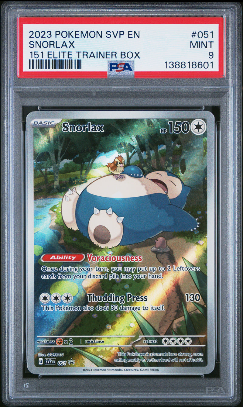 Snorlax #051 2023 Pokemon Svp En-Sv Black Star Promo PSA 9 151 Elite Trainer Box