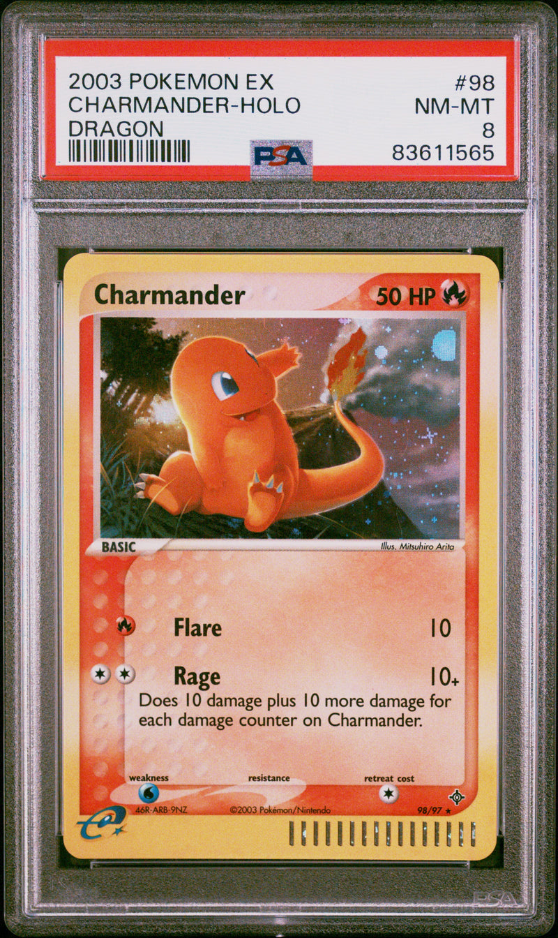 Charmander #98 2003 Pokemon Ex Dragon PSA 8 Dragon