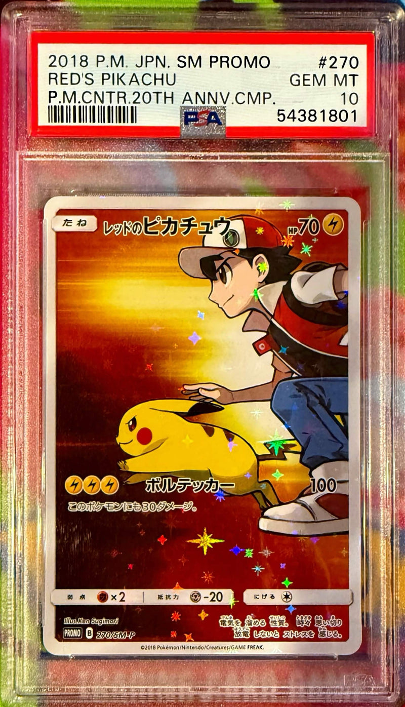 Red's Pikachu #270 2018 Promo PSA 10 P.M.Cntr.20th Annv.Cmp.