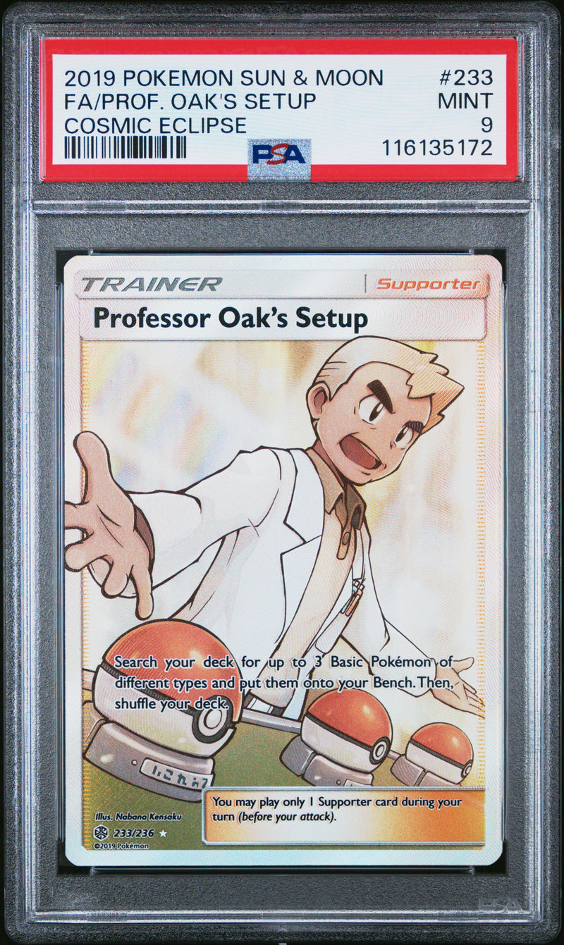 Prof. Oak'S Setup #233 2019 Pokemon Sun & Moon Cosmic Eclipse PSA 9