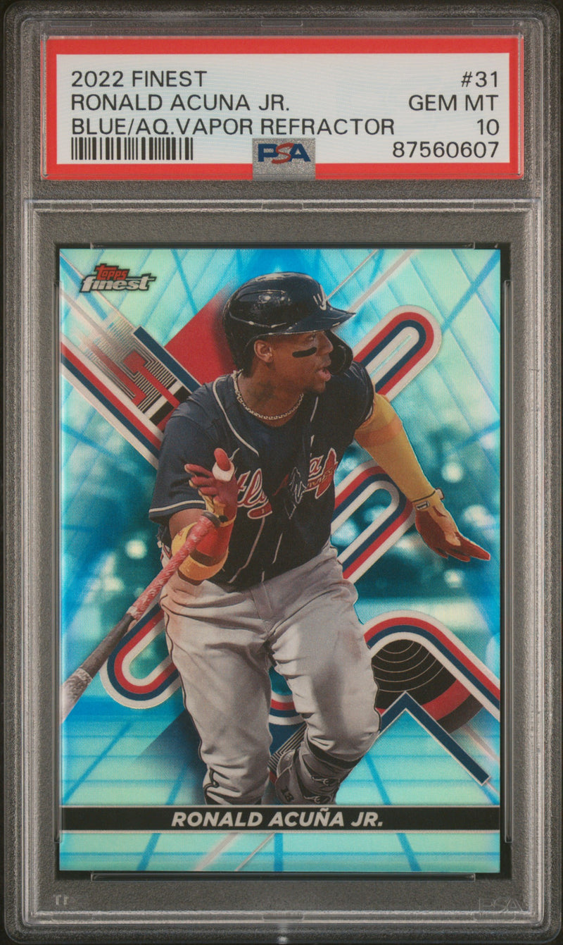 Ronald Acuna Jr. #31 2022 Topps Finest PSA 10 Blue/Aq.Vapor Refractor