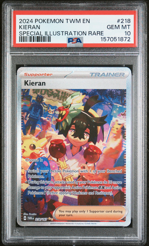 Kieran #218 2024 Pokemon Twm En-Twilight Masquerade PSA 10 SIR