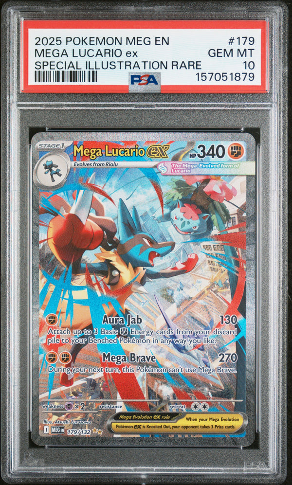 Mega Lucario Ex #179 2025 Pokemon Meg En-Mega Evolution PSA 10 SIR