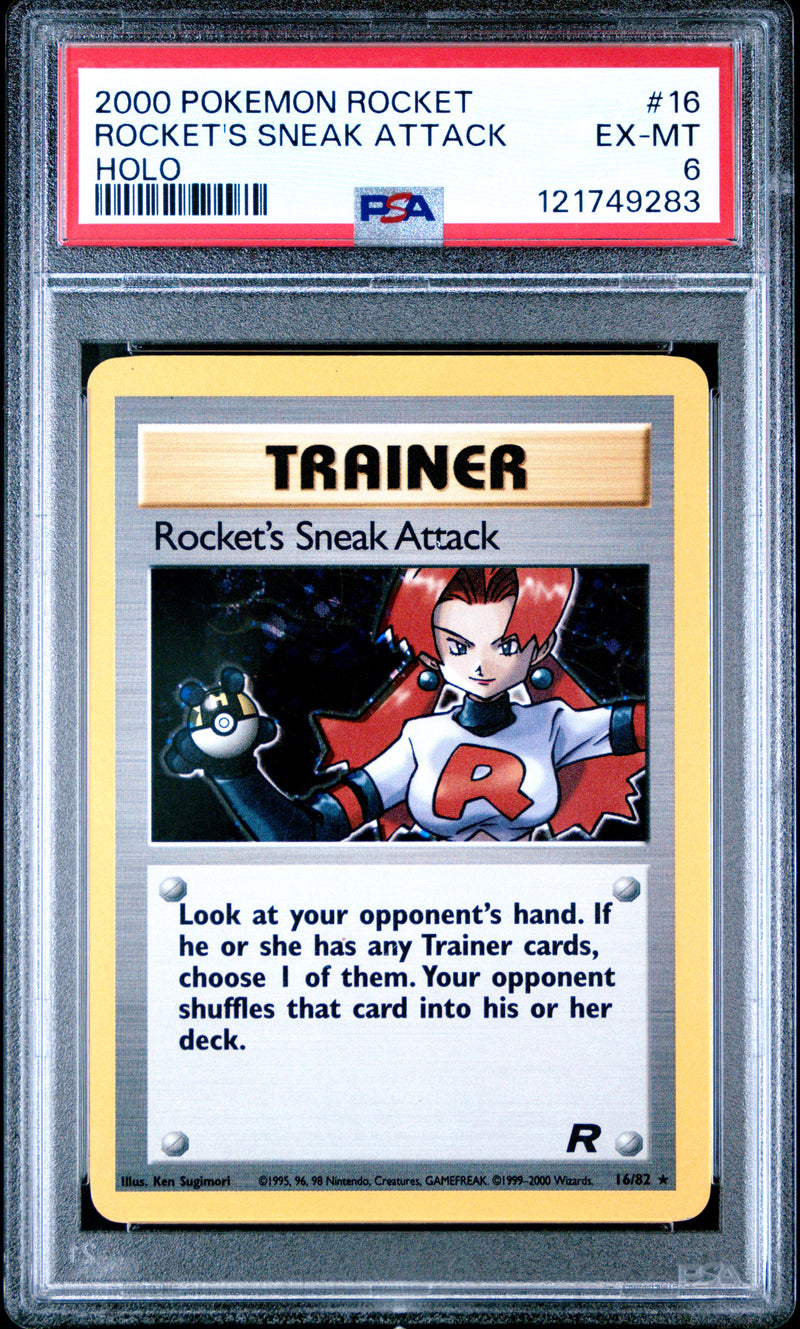 Rocket's Sneak Attack #16 2000 Pokemon Rocket PSA 6 Holo