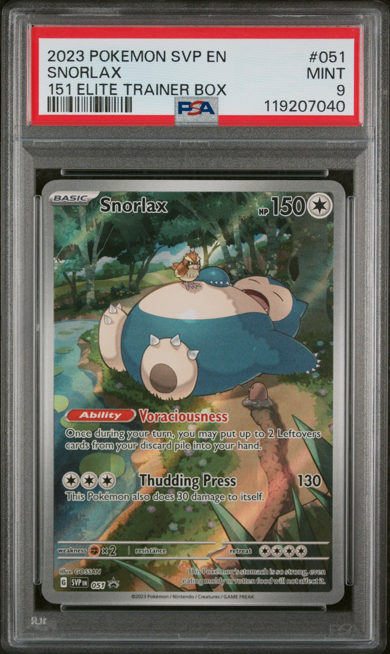 Snorlax #051 2023 Pokemon Svp En-Sv Black Star Promo PSA 9 151 Elite Trainer Box