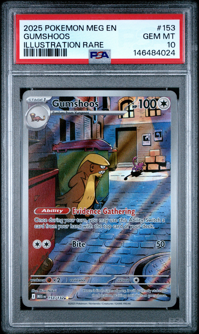 Gumshoos #153 2025 Pokemon Meg En-Mega Evolution PSA 10 Illustration Rare