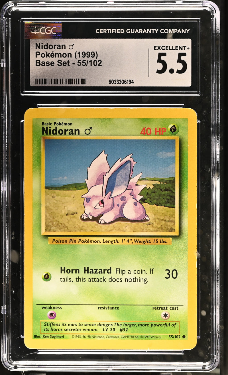 Nidoran ♂ #55/102 1999 Base Set CGC 5.5