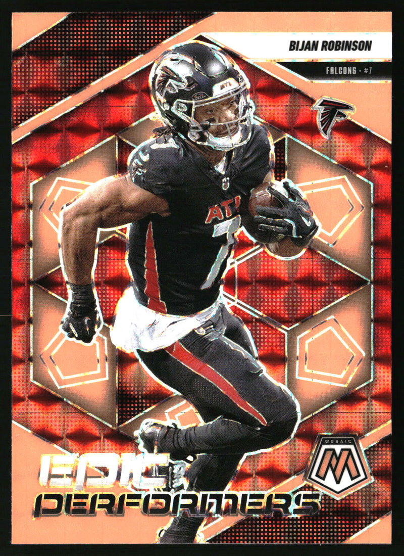 Bijan Robinson #8 2025 Panini Mosaic Epic Performers Mosaic Orange Fluorescent