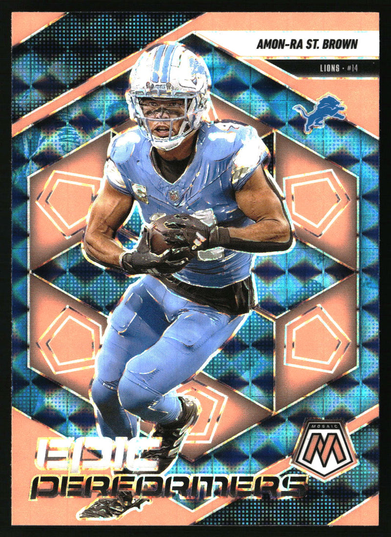 Amon-Ra St. Brown #5 2025 Panini Epic Performers Mosaic Orange Fluorescent