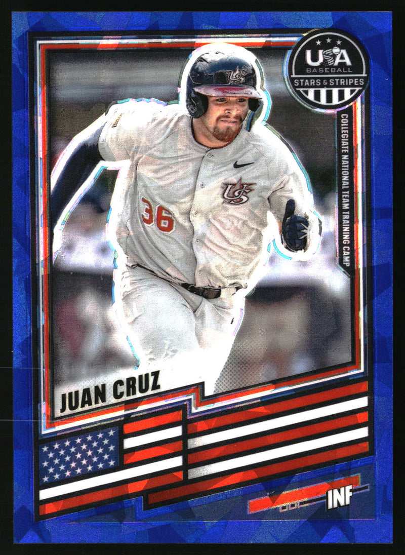 Juan Cruz 2026 Panini Stars & Stripes Prizm USA Baseball #24 Blue Ice SN