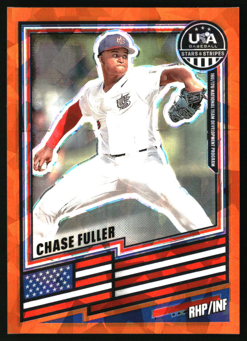 Chase Fuller 2026 Panini Stars & Stripes Prizm USA Baseball #198 Orange Ice SN