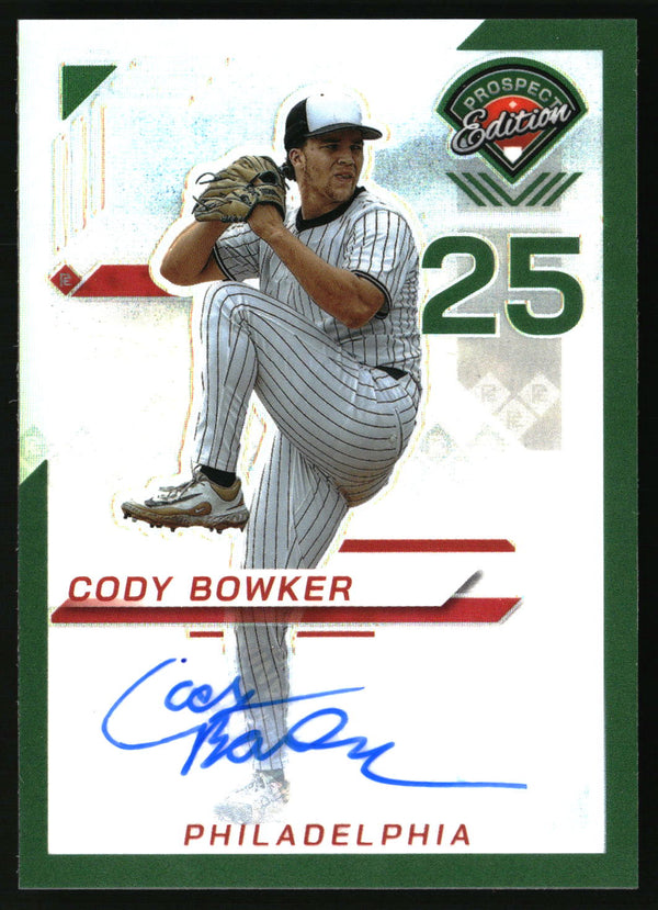 Cody Bowker 2025 Panini Prospect Edition #23 Holo Ticket Signatures Green