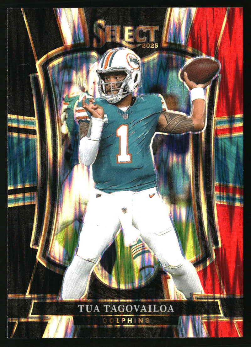 Tua Tagovailoa 2025 Panini Select #181 Black and Red Prizm Shock