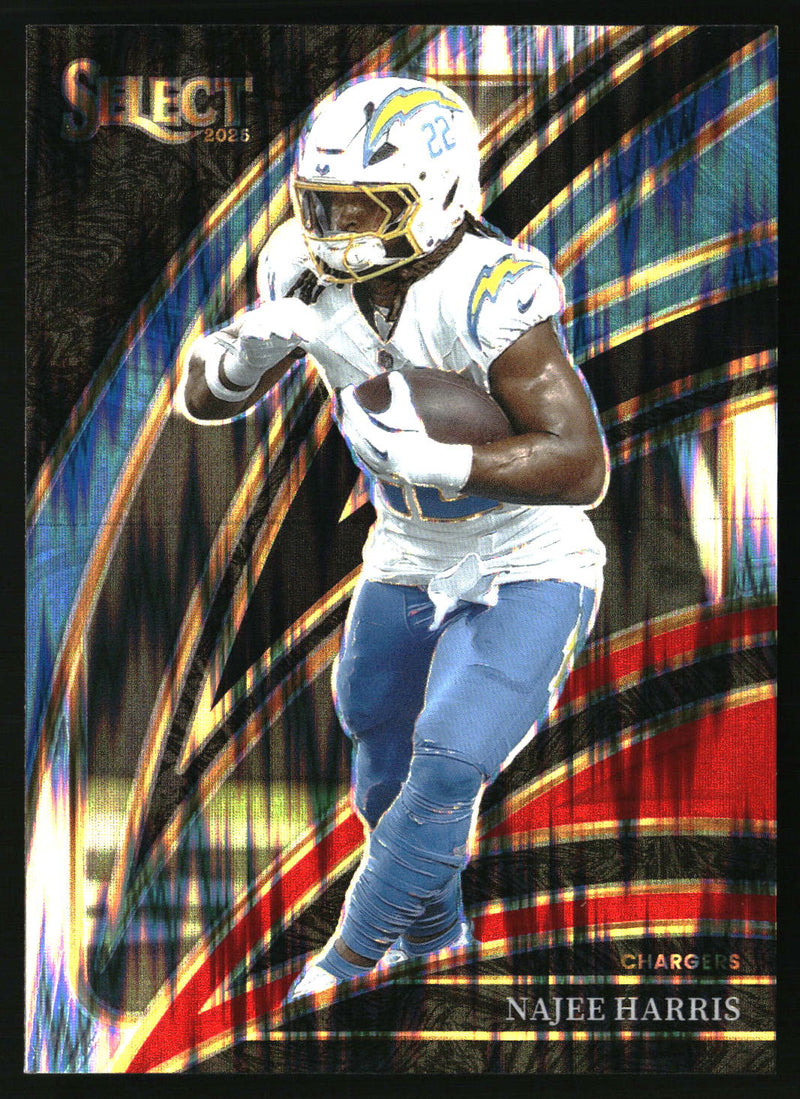 Najee Harris 2025 Panini Select #203 Black and Red Prizm Shock