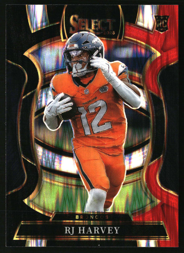 RJ Harvey 2025 Panini Select #10 Black and Red Prizm Shock Rookie