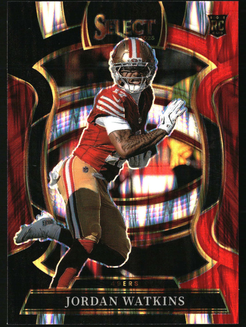 Jordan Watkins 2025 Panini Select #18 Black and Red Prizm Shock Rookie