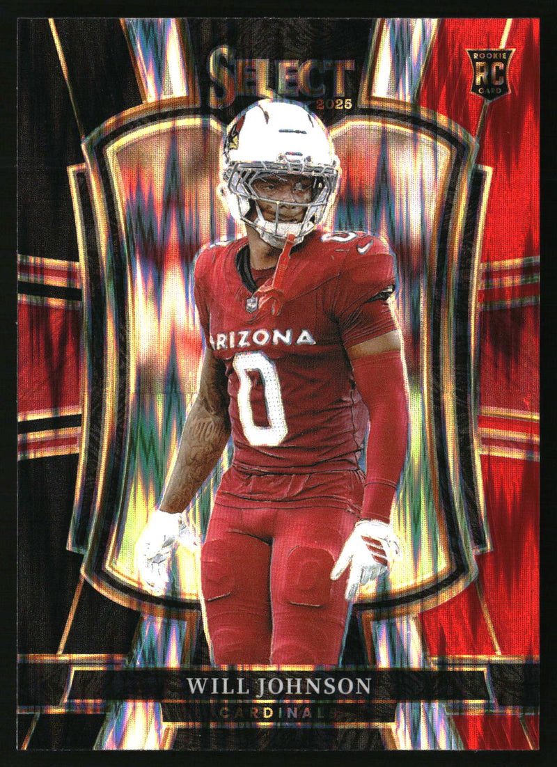 Will Johnson 2025 Panini Select #122 Black and Red Prizm Shock Rookie