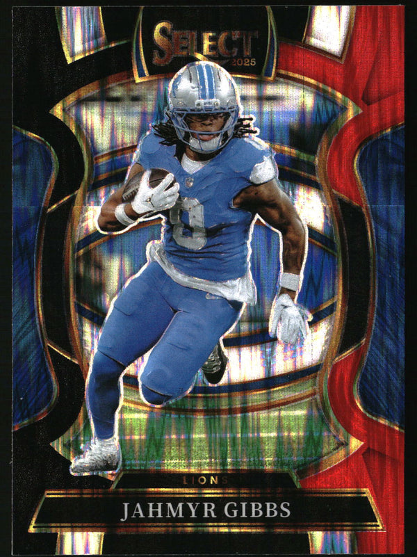 Jahmyr Gibbs 2025 Panini Select #71 Black and Red Prizm Shock