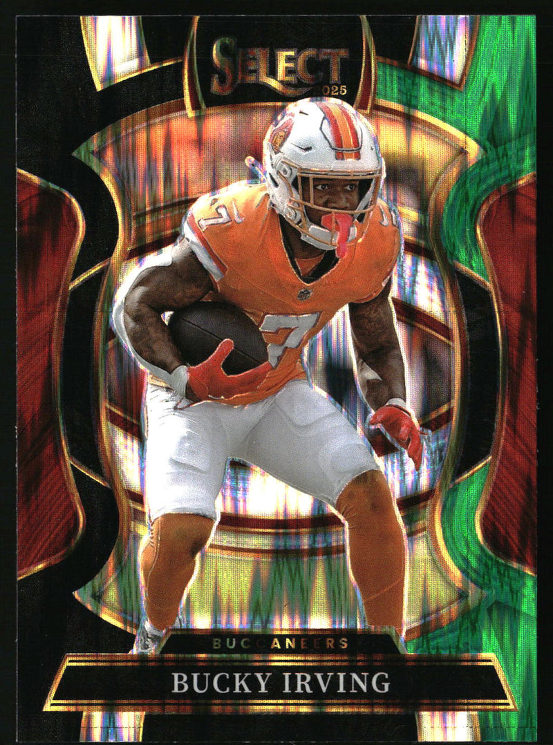 Bucky Irving 2025 Panini Select #38 Black and Green Prizm Shock